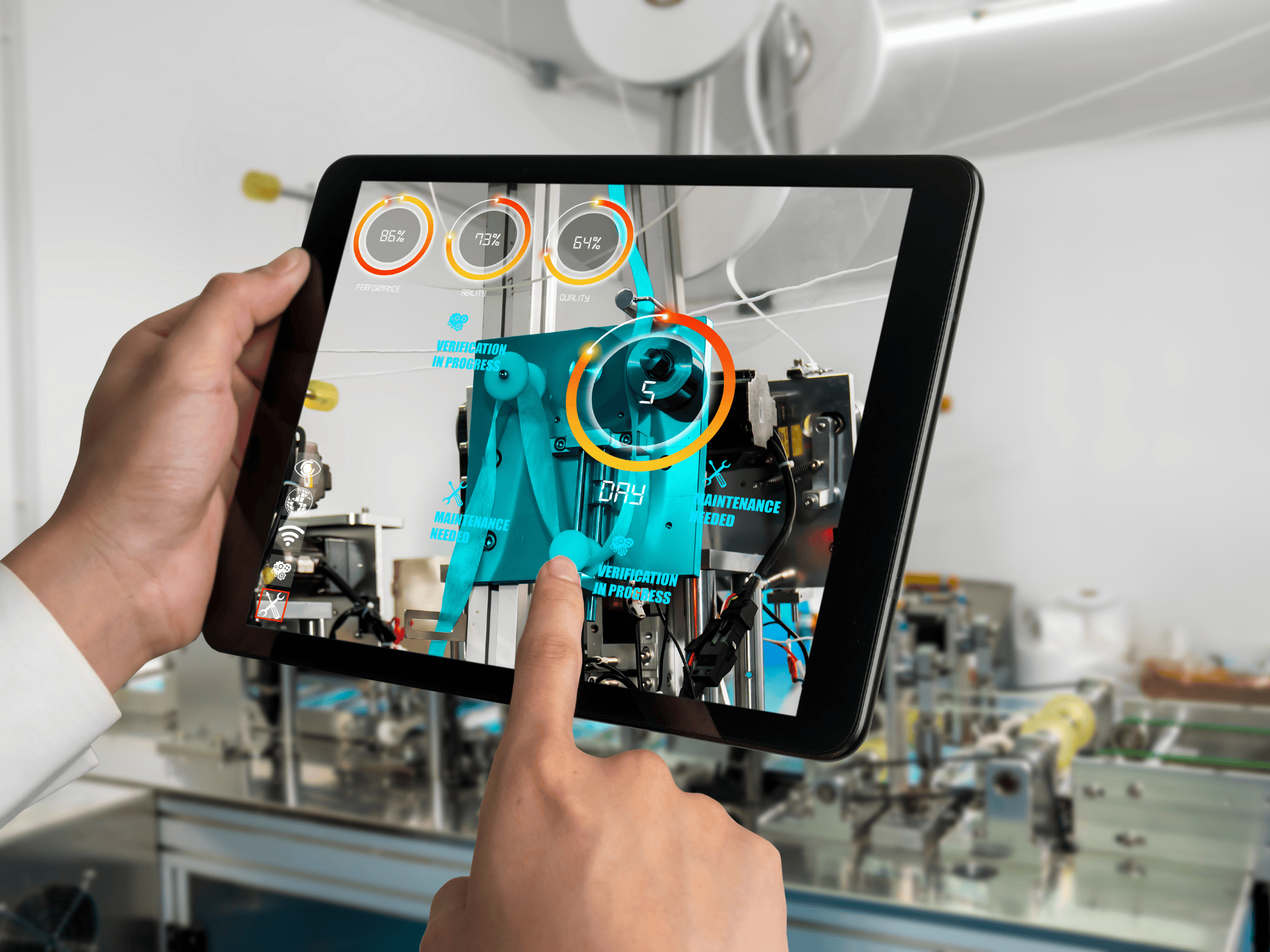 Augmented Reality service concept showing digital overlay on physical object