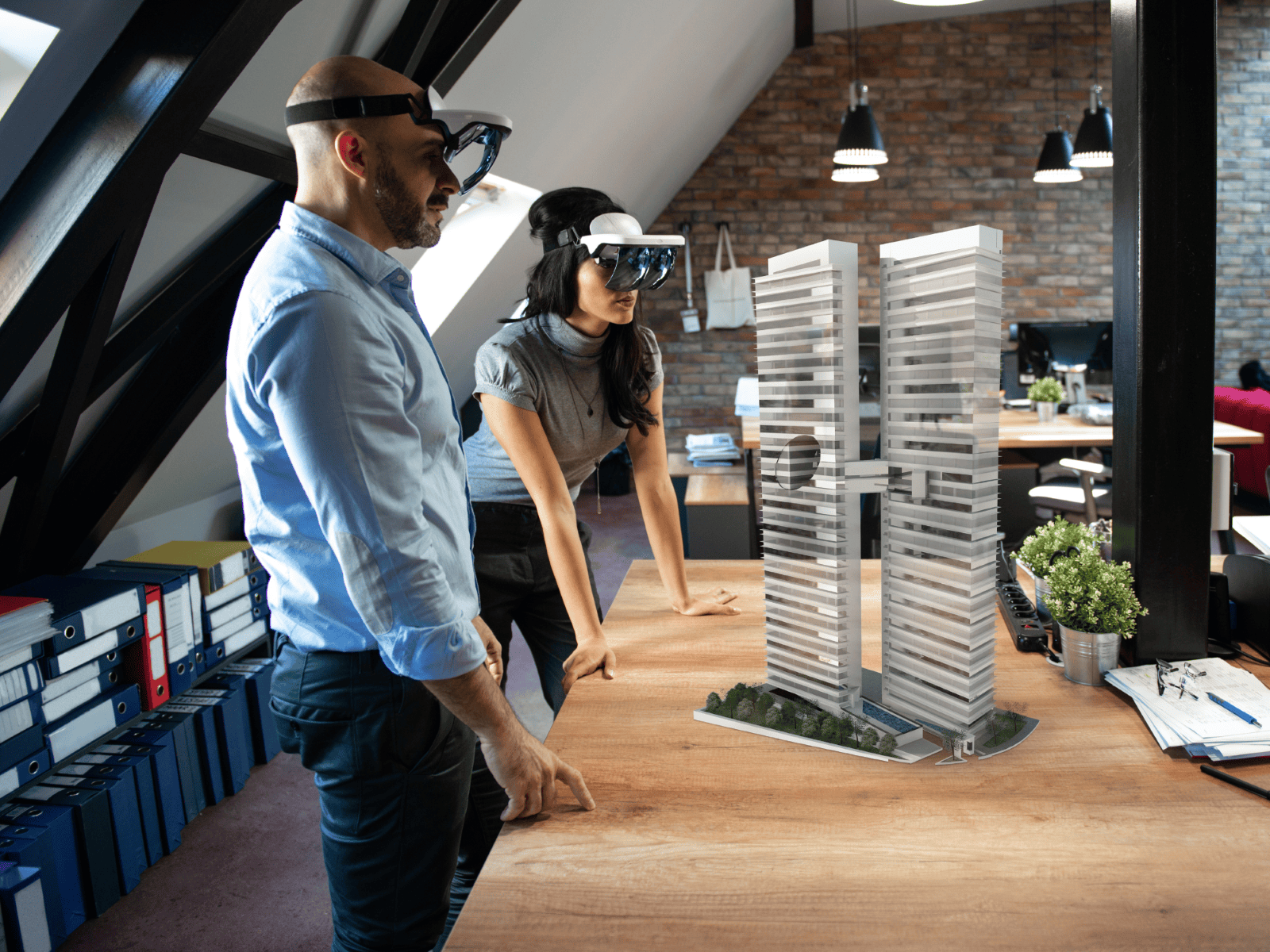 Mixed Reality service concept showing holographic interaction